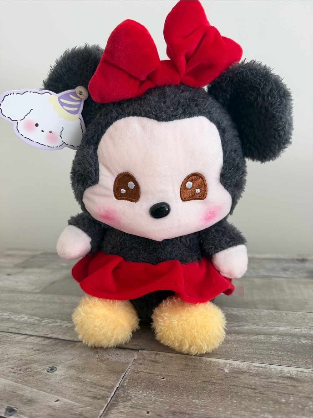 Plush Cartoon Mouse Doll - Black & Red Cute Bow Plush Toy